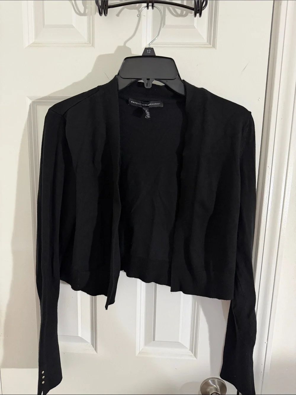 White House Black Market Black Open-Front Cropped Cardigan